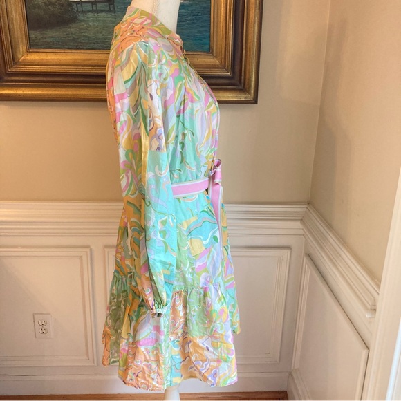 ANTONIO MELANI Brynn Pastel Paisley Print Ribbon Belted Dress - Picture 4 of 10